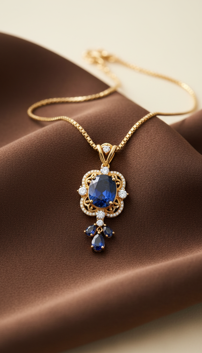 Sapphire and Gold Pendant Necklace