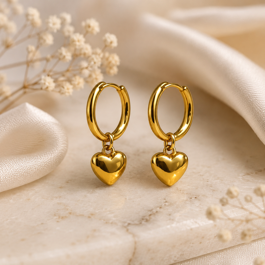 Heart Charm Hoop Earrings