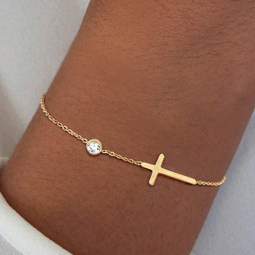 Cross Bracelet with Zirconia Stone