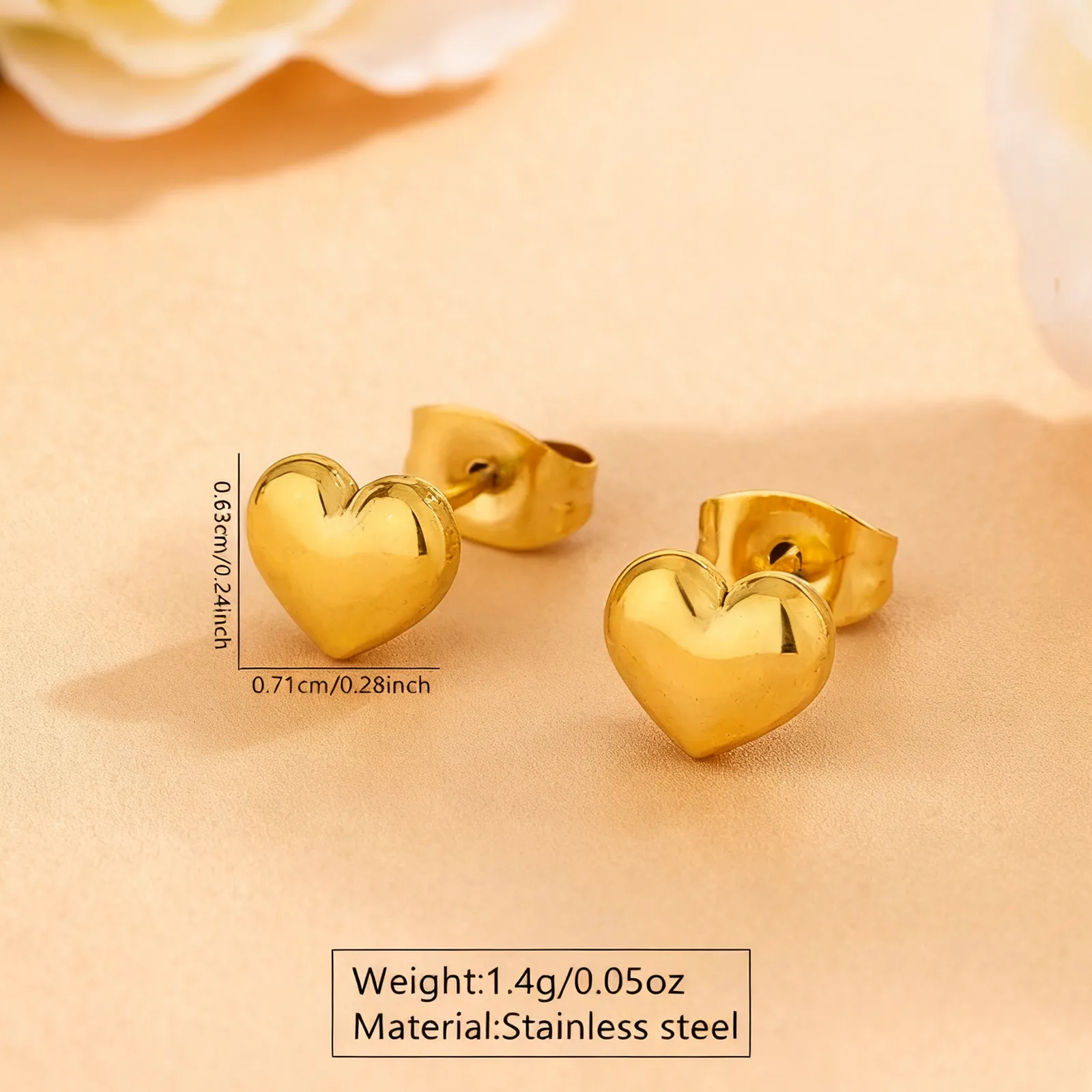 Minimalist Gold Heart Earrings Set