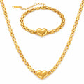 Heart Charm Jewelry Set – Gold Necklace & Bracelet